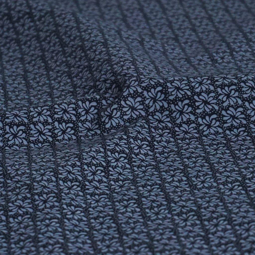 Preview: Baumwollstoff Motivdruck stilisierte Blumen allover schwarz